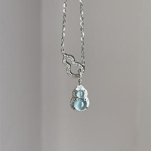 Exquisite S925 Pure Silver Mother <b>Pearl</b> Zircon New Chinese Style Gourd Bracelet <b>Necklace</b> Earrings Niche Set Luxury <b>Gold</b> Jewelry - Product Image 1