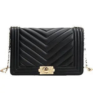 Famous brand women's handbag genuine leather Leboy fine ball pattern diamond plaid v distressed gold button black lambskin bag