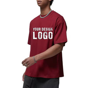 T-shirts pour hommes en coton double fil 230G, coupe ample, style streetwear décontracté, couleur unie, pour le basketball et le sport, surdimensionnés, personnalisables, faible MOQ - Product Image 2