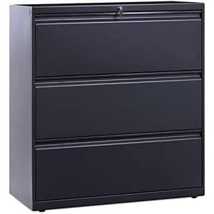 Meuble de classement latéral Alera 36 po x 18,63 po x 40,25 po avec 3 tiroirs pour documents de format légal/lettre/A4/A5, couleur anthracite - Product Image 2