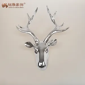 Nội thất hiện đại 3D treo tường deer head nhựa động vật điêu khắc giả cổ hàng thủ phụ kiện nhà trang trí