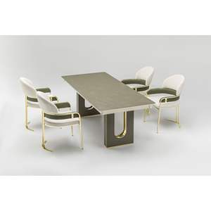 Juego de Comedor Rectangular Moderno Rosse, Patas de Metal, Tablero de Madera, 6 Piezas, Muebles Duraderos para el Hogar, Turquía - Product Image 2