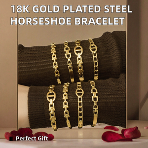 Brazalete de Cadena de Acero Inoxidable Chapado en Oro de 18K con Eslabones Geométricos para Mujer, Joyería de Regalo - Product Image 2