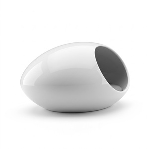 Glossy Egg Sculpture Cat Cave Minimalist Semi-open Cat <b>Bed</b> Washable Mat Indoor Living Room Decor Pet <b>House</b> - Product Image 4