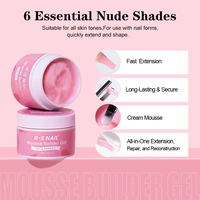 R S Nail Gel Constructeur Mousse Nude 6 Couleurs Texture Crémeuse Sans Débordement Longue Durée 30 Jours Extension d'Ongles Gel Dur