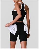 Ensemble de sport YNSEA Fitness color block respirant multi-poches taille haute pour yoga, gym, sport, avec débardeurs côtelés et shorts de cyclisme