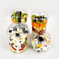 Fabrieksleverancier van 8oz 117mm ronde, transparante plastic PET schaaltjes voor salade, fruit, groenten, noten en andere delicatessen, met deksel.