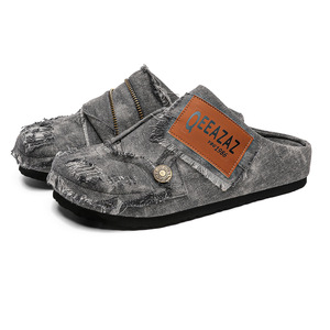 Men's and Women Summer Outdoor <b>Flat</b> Mules <b>Sandals</b> Denim Upper Lightweight Slip-On Retro Breathable Beach Walking - Product Image 4