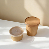 Bol en papier kraft personnalisé avec logo, conteneur alimentaire pour soupe chaude jetable imprimé sur mesure, 8 oz, 12 oz, 16 oz, 18 oz, 24 oz