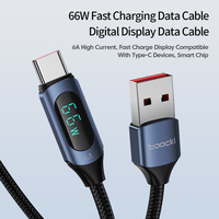 Toocki 100W 66W 27W 20W Pantalla de alimentación de carga rápida digital LED Cable USB C