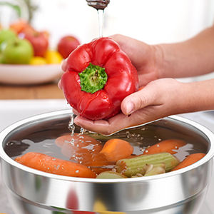 עיצוב ליטוש פנים סיטונאי נירוסטה מונע החלקה סיליקון תחתית קערת ערבוב קערת סלט פירות סט עם מכסים צבעוניים - Product Image 3