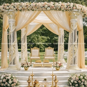 Mandap de Cristal de Lujo con Pilares, Decoración Clásica para Bodas en India y Eventos Premium - Product Image 2