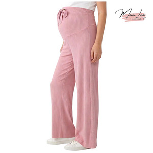 Pantalon de maternité côtelé à taille haute pour femme, coupe large et fluide, confortable et extensible, idéal pour la <span class=keywords><strong>grossesse</strong></span> et la détente - Product Image 1