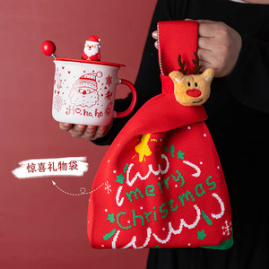 Taza de cerámica navideña con tapa y cuchara, diseño de dibujos animados para regalos navideños - Product Image 1