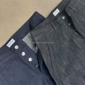 Manufacturer High Quality Casual Streetwear Japanese Raw Selvedge Jean for Men <b>Pant</b> <b>Boot</b> Cut Wide Leg Black Denim Baggy Jean Men - Product Image 2