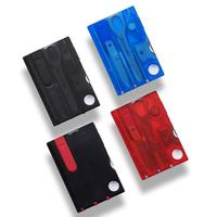 Carte multi-outils d'urgence en acier inoxydable pour camping en extérieur, portable, avec lampe LED de poche, loupe, couteau et tournevis multi-tailles