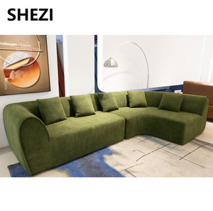 Divano Sezionale Angolare Moderno Shezi in Tessuto <span class=keywords><strong>Verde</strong></span> Imbottito in Schiuma, Resistente, per Appartamenti e Salotti di Hotel - Product Image 6