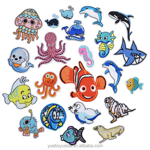 Juego de parches bordados de animales marinos 3D personalizados ballena tortuga ancla pez apliques hierro-en tela cosida insignia para sombrero DIY - Product Image 2