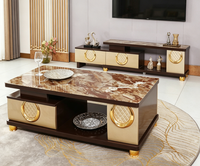 Meuble TV moderne, table basse en verre, ensemble de meubles de salon avec plateau en verre, vente en gros de meubles de maison de luxe, 3 tiroirs de rangement