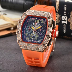 Montre populaire 2026 en forme de <span class=keywords><strong>tonneau</strong></span> de <span class=keywords><strong>vin</strong></span> incrustée de diamants, multifonctionnelle <span class=keywords><strong>à</strong></span> six aiguilles avec secondes visibles, pour hommes et femmes - Product Image 1
