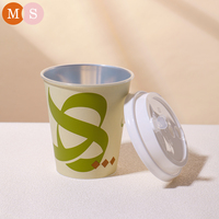 Gobelet en plastique PP jetable de 12 oz avec couvercle, étiquette moulée IML, logo personnalisé, pour thé à bulles Boba, café