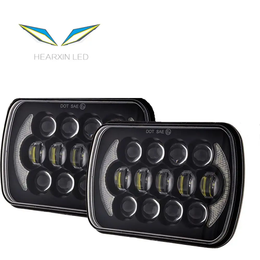 ไฟหน้า LED สี่เหลี่ยม7นิ้ว5X7 7X6นิ้วสี่เหลี่ยมปิดผนึกพร้อมไฟ LED สำหรับ Jeep Wrangler YJ XJ H6052 H6014 H6054 LED