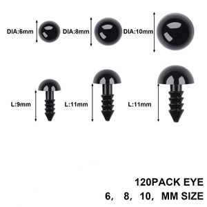 Yeux de sécurité en plastique noir pour jouets, artisanat de poupées, ours en peluche, fabrication de jouets en peluche, accessoires pour animaux amigurumi - Product Image 2