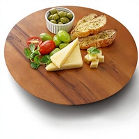 Plateau tournant de rangement en bois d'acacia pour cuisine, plateau de service pour aliments et fromages