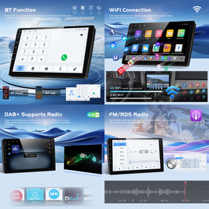 Autoradio Android Podofo 9 pouces double DIN 2+64 Go, écran tactile, CarPlay/Android Auto sans fil, WiFi, BT, GPS, radio FM/RDS, USB, OEM - Product Image 3