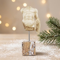 Sculpture de torse masculin classique grec en résine, figurine, statue, base en marbre, décoration de table, décoration de hall d'hôtel, ornement artisanal, beige