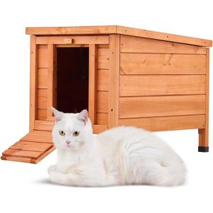 Casa para gatos al aire libre, casa para conejos resistente a la intemperie, escondite de madera adecuado para gatos, conejos, hábitat de animales pequeños - Product Image 1