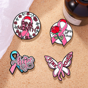 Badge commémoratif personnalisé de sensibilisation au SIDA, broche ruban rose pour le cancer du sein, épingle de revers en émail souple - Product Image 1