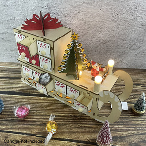 Calendario dell'Avvento in Compensato Tagliato al Laser con 24 Cassetti Decorazione Natalizia Scena Innevata con Luci LED per <span class=keywords><strong>la</strong></span> <span class=keywords><strong>Vigilia</strong></span> <span class=keywords><strong>di</strong></span> <span class=keywords><strong>Natale</strong></span> - Product Image 3