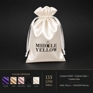 Sac cadeau personnalisé en satin avec cordon de serrage, 5 couleurs, pochette à bijoux pour mariage, logo OEM, emballage de luxe, sac de rangement pour extensions de cheveux, fabrication en usine - Product Image 3