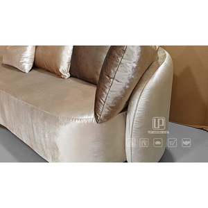 Factory Direct Sell Mini Pillow Couch Living Room Furniture Curved <b>Sofas</b> <b>Bed</b> in Beige Velvet Color 01 Curved <b>Bed</b> 01 - Product Image 2