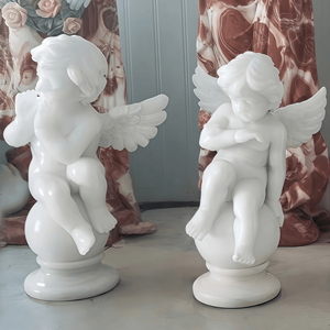 Estátua de Anjo Ocidental em Mármore Esculpida à Mão para Decoração Moderna de Igrejas e Jardins de Vilas, com Tamanho e Cor Personalizáveis - Product Image 2