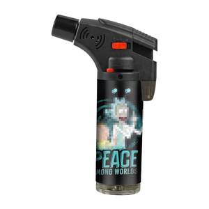 2025 nouveauté logo personnalisé coupe-vent butane gaz Jet briquets torche obliques briquets rechargeables en plastique pour cadeaux - Product Image 1