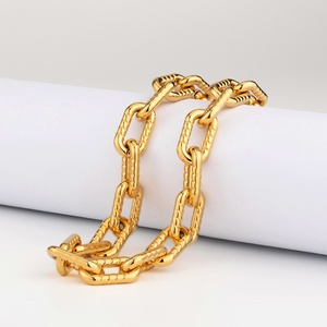 Moda impermeable OT cierre collar de cadena de acero inoxidable 18K chapado en oro hecho a mano grueso Paperclip enlace cadena collar conjunto - Product Image 5