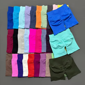 Shorts de sport sans couture <span class=keywords><strong>taille</strong></span> <span class=keywords><strong>haute</strong></span> élastique pour <span class=keywords><strong>femme</strong></span>, 45 couleurs, coupe pêche profonde, effet push-up, pour cyclisme, gym et yoga - Product Image 1