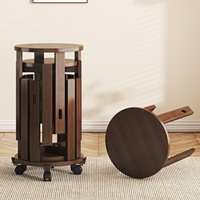 Home Light Meubles de luxe Table basse ronde en bois massif et ensemble de chaises Table à manger Set de 4 chaises pliables amovibles et rotatives