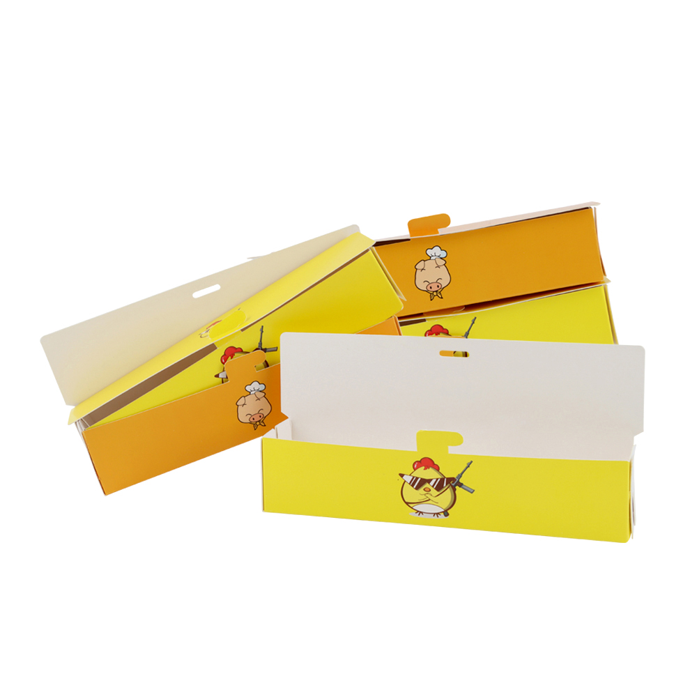 wholesale custom printed takeaway paper hot dog box corn dog food tray packaging with your logo