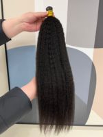 Extensions de cheveux brésiliens vierges en gros, lisses et crépus, à micro-anneaux, pointe en I