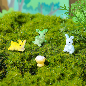 Ornement miniature en résine en forme de lapin de dessin animé mignon, décoration de jardin, accessoires artisanaux pour intérieur et extérieur, finition peinte en forme d'animal - Product Image 3