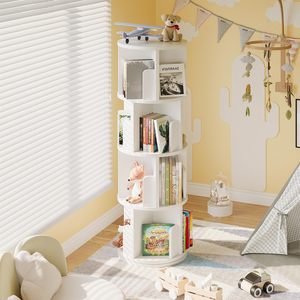 Bibliothèque sur pied à 4 niveaux Bibliothèque en bois rotative à 360 ° pour enfants adultes Étagères ouvertes <span class=keywords><strong>Organisateur</strong></span> <span class=keywords><strong>de</strong></span> bureau Petit coin - Product Image 2