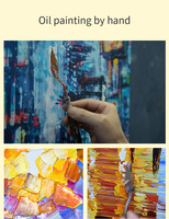 Peinture à l'huile abstraite peinte à la main sur toile roulée, art mural, femme au chapeau de paille, rouge moutarde, décoration moderne pour la maison
