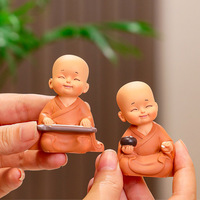 Figurine de petit moine de style zen en résine, plateau de table à thé, décoration de bureau, adorable ornement de jeune novice, style chinois, pour usage intérieur