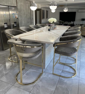 Silla de Bar de lujo de acero inoxidable, taburete moderno de terciopelo con encimera alta, para casa, Hotel y boda, <span class=keywords><strong>2022</strong></span> - Product Image 1