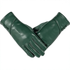 Guantes de Cuero Verde para Muñeca, Térmicos, Sin Forro, Estilo Sencillo, para Uso Diario en Invierno - Product Image 1