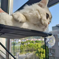 Perchoir de fenêtre pour chat sans fil à puissance d'aspiration extra-forte avec cadre métallique supporté, hamac pour chat, perchoir de fenêtre