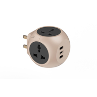 Prise Veban avec 4 prises, protection contre les surtensions, 3 ports USB, adaptateur de voyage universel AC 110-250V PC+Copper